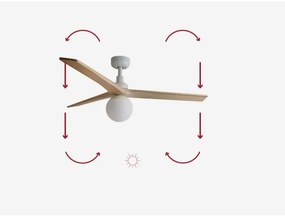 Ventilator de tavan FARO 34280-11L KLIM M 1xE27/15W/230V lemn/alb + telecomandă