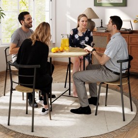 HOMCOM Set Masă Rotundă de Dining cu 4 Scaune Economisitor de Spațiu în Lemn și Metal Stil Industrial | Aosom Romania