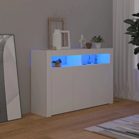 804337 vidaXL Servantă cu lumini LED, alb, 115,5x30x75 cm