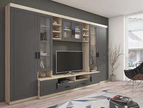 Mobilier living Merasoja (Stejar sonoma + grafit) (cu iluminat LED alb). 1104565