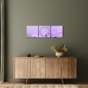 Tablou - Flori mov (cu ceas) (90x30 cm)