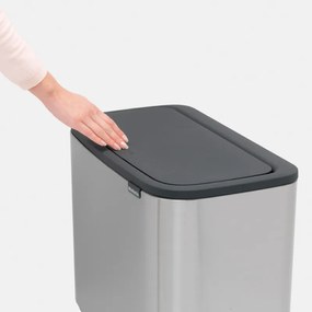 Cos pentru gunoi Brabantia Bo Touch 651115, 11+23 L, Inchidere usoara, Baza antiderapanta, Rezistent la amprente, Inox mat