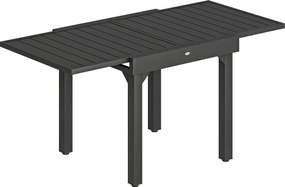 Outsunny Masă de Bucătărie Extensibilă pentru Terasă, 4-6 Persoane, 80-160 cm Masă Extensibilă din Aluminiu cu Blat din Lamele, Negru | Aosom Romania