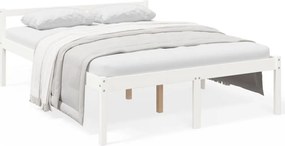 vidaXL Pat pentru seniori king, alb, 150x200 cm, lemn masiv de pin