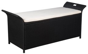 44183 vidaXL Bancă de depozitare cu pernă, negru, 138 cm, poliratan