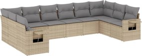 vidaXL Set canapele de grădină cu perne, 10 piese, bej, poliratan