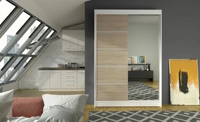 Dulap NICEA ADRK | Uși Glisante cu Oglindă | PAL Laminat 16 mm | 120x58x200 cm (Culoare: Sonoma)