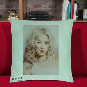 Perna Personalizata K-pop BLACKPINK Rose, 40x40 cm, Verde Menta, Husa Detasabila, Perna Inclusa, BEKZ®