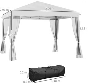 Outsunny Tonelă pop-up Barnum Pliant Stil Colonial 3 x 3 m 4 plase de țânțari + Geantă de Transport crem | Aosom Romania