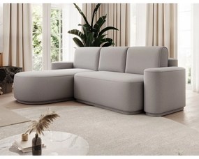 Colțar gri deschis extensibil/cu spațiu de depozitare cu tapițerie din chenille (cu colț pe partea stângă/cu șezlong) Aurumm – ELTAP