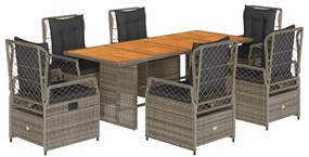 3262930 vidaXL Set mobilier de grădină cu perne, 7 piese, gri, poliratan