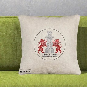 Perna Personalizata CSM Cetatea Turnu Magurele Fotbal, 40x40 cm, Bej Canapea, Husa Detasabila, Perna Inclusa, BEKZ®