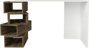 Birou JENGA, nuc/alb, PAL melaminat, 130x60x75 cm