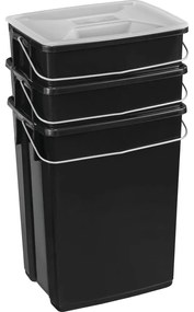 Coșuri de gunoi negre 3 buc. pentru reciclare 2x10+6 l din plastic Biobox – Curver