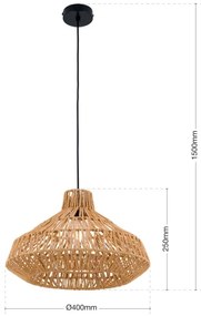 Lustră pe cablu Orion HL 6-1813/1 BASKET 1xE27/40W/230V d. 40 cm cânepă