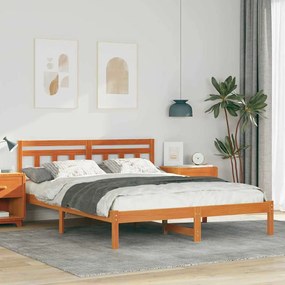 vidaXL Cadru de pat cu headboard Maro 160 x 200 cm Lemn masiv de pin