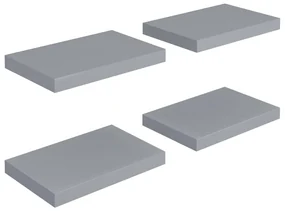 323849 vidaXL Rafturi de perete suspendate, 4 buc., gri, 40x23x3,8 cm, MDF