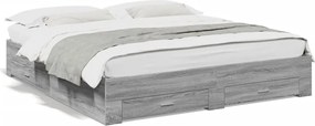 vidaXL Cadru de pat cu sertare gri sonoma 180x200 cm lemn prelucrat