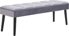 Bancheta LUNA, stofa catifelata gri, 120x40x43 cm