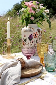 Vază ceramică cu motive florale, crem, H30/D20 cm, „Wildflower"