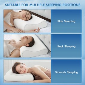 HOMCOM Pernă Memory Foam cu Husă Detașabilă 60x40x10/12 cm Crem | Aosom Romania