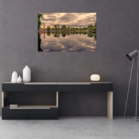 Tablou cu lac și copaci (90x60 cm)