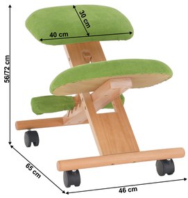 Scaun de birou, ergonomic cu suport pentru genunchi, verde  fag, GROCO