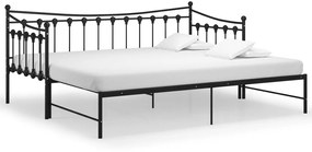 Cadru pat canapea extensibila, negru, 90x200 cm, metal Negru