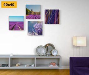 Set tablouri câmp de lavandă cu abstracție