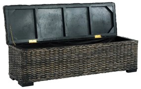 285798 vidaXL Ladă de depozitare, negru, 120 cm, ratan kubu și lemn de mango
