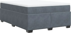 vidaXL Pat box spring cu saltea, gri închis, 160x200 cm, catifea