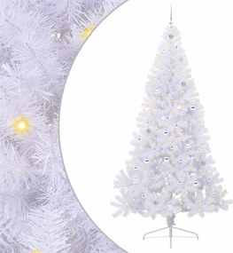 vidaXL Brad de Crăciun artificial cu 300 LED Alb 240 cm PVC și Oțel