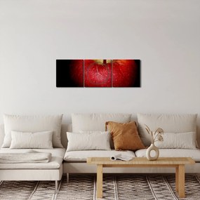 Tablou cu măr pe fundal negru (cu ceas) (90x30 cm)