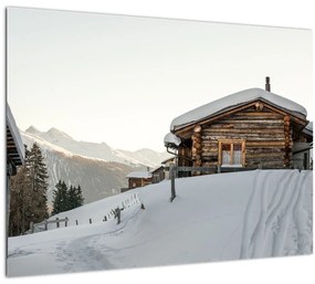 Tablou - cabana montană în zăpadă (70x50 cm), în 40 de alte dimensiuni noi