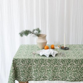 Față de masă din in 140x250 cm Evergreen Damask – Linen Tales