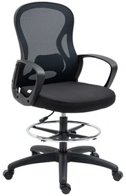 Vinsetto Scaun de birou cu șezut înalt fotoliu de birou din plasă înălțime reglabilă rotativ cu suport pentru picioare negru | Aosom Romania