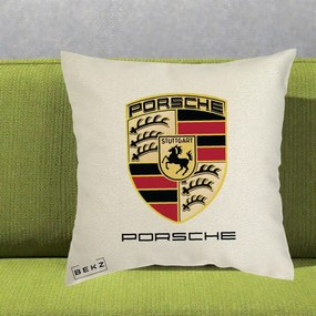 Perna Personalizata Porsche Stuttgart, 40x40 cm, Ecru, Husa Detasabila, Perna Inclusa, BEKZ®