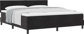 vidaXL Pat cu arcuri cu saltea cu headboard Negru 180 x 200 cm Catifea