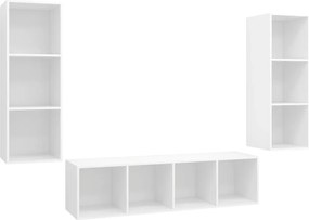 vidaXL Set de dulapuri TV, 3 piese, alb, lemn prelucrat