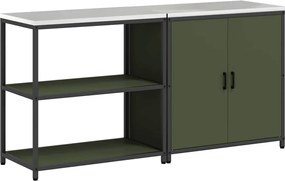 vidaXL Set de depozitare pentru bucătărie cu raft 2 pcs Verde măsliniu