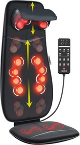 Perna de masaj Shiatsu RENPHO Neck & Back Massage Cushion - S-, 48W, 4 zone, 3 niveluri, Incalzire pana la 45°C, Reglabila, Telecomanda, Negru