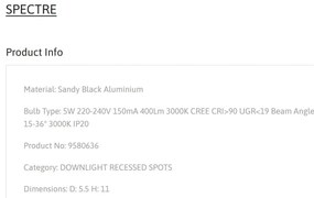 Spot LED aplicat SPECTRE 5W negru