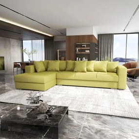 Colțar extensibil dumonde cu ladă de depozitare si sezut confortabil din spuma high-density, Gloria Enjoy Green 320x183 cm