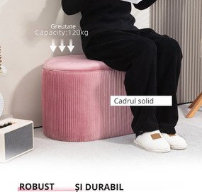 HOMCOM Taburet Roz cu Depozitare, Catifea, pentru Dormitor și Hol, Spațiu Generos, Confortabil | Aosom Romania