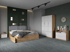 Set mobila dormitor complet Alb/Stejar Adapto C01