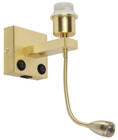 Aplică Art Deco aurie cu USB și braț flexibil - Brescia Combi