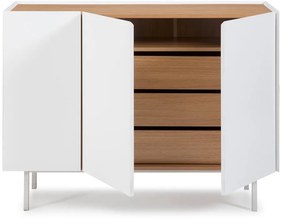 Comodă albă joasă cu aspect de lemn de stejar 110x85 cm Arista – Teulat