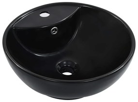 Chiuveta cu preaplin, negru, 46,5 x 18 cm, ceramica