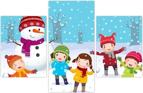 Tablou - Bucurii de iarnă pentru copii (90x60 cm)