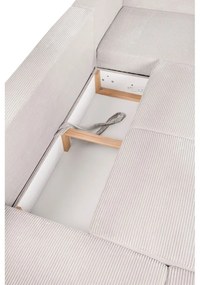 Colțar bej extensibil cu tapițerie din catifea reiată (cu colț pe partea stângă /în formă de "U") Tori – Bonami Selection